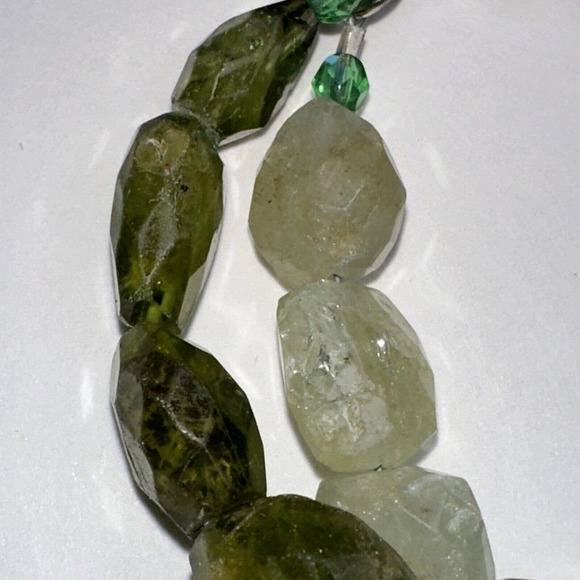 Femme Gems Bracelet Green Marbled Quartz Faceted Stones Double Strand Hook - Picture 3 of 10